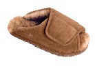 Men's Sheepskin Moccasins - Sheepskin slipper-WRAP - anti-slip TPR rubber sole, golden tan and ivory sheepskin; sizes: S-M and L-XL