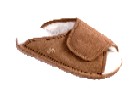 Women's Sheepskin Moccasins - women-sheepskin slipper-WRAP - TPR rubber sole, golden tan and ivory sheepskin; sizes: S-M- L-XL