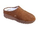Women's Sheepskin Moccasins - CLOG Slipper-Shoe - sierra indoor/outdoor sole, golden tan and ivory sheepskin; sizes: 5-11 (full sizes only)