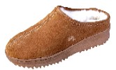 Women's Sheepskin Moccasins - CLOG Slipper-Shoe - sierra indoor/outdoor sole, golden tan and ivory sheepskin; sizes: 5-11 (full sizes only)