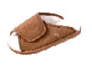 Women's Sheepskin Moccasins - women-sheepskin slipper-WRAP - TPR rubber sole, golden tan and ivory sheepskin; sizes: S-M- L-XL